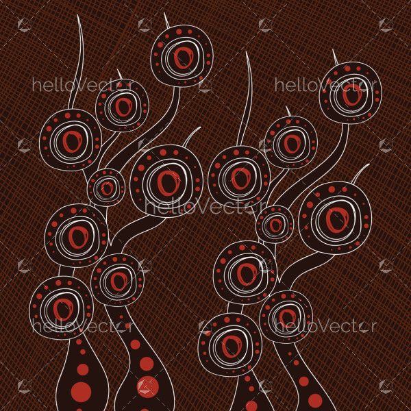Brown aboriginal style of tree artwork