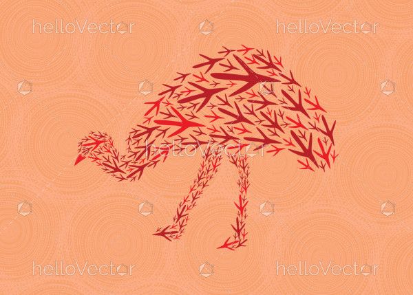 Aboriginal style of Emu art - Illustration