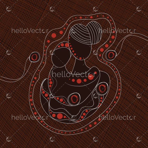 Mother and child love concept aboriginal vector painting