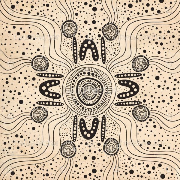 Grey aboriginal dot art painting illustration