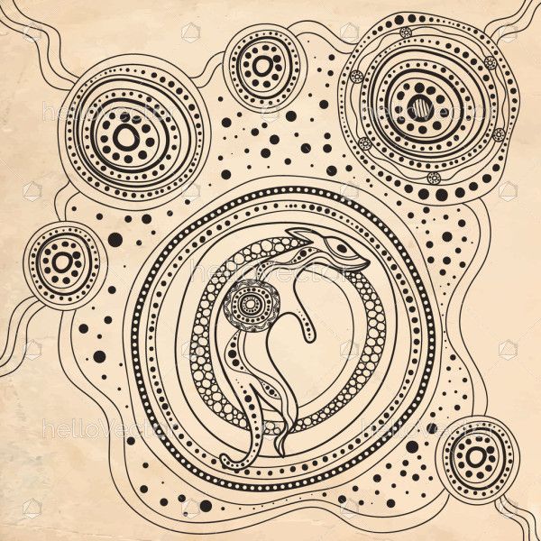 Grey aboriginal kangaroo artwork illustration