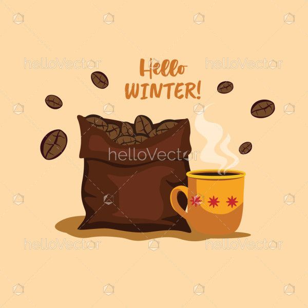 Coffee banner design for winter