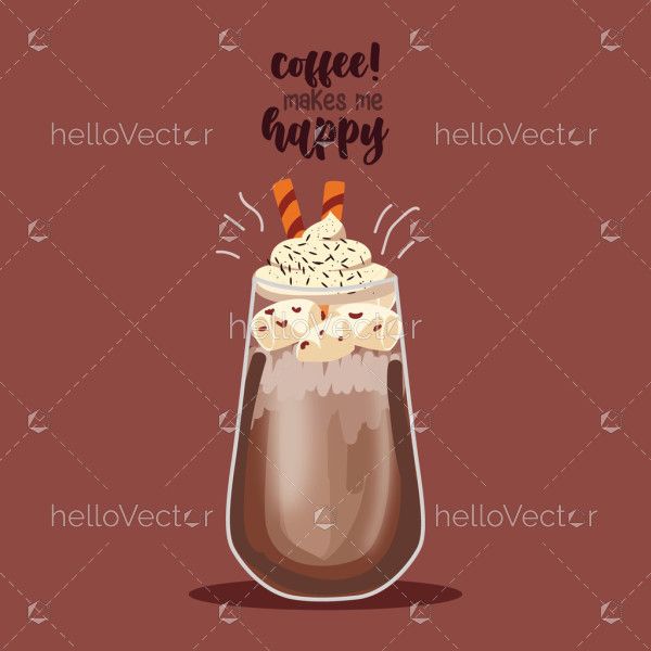Cold coffee graphic design illustration