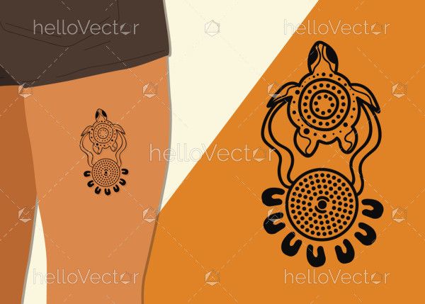 Aboriginal turtle tattoo design illustration