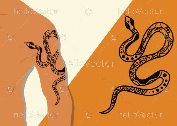 Aboriginal style snake tattoo design illustration