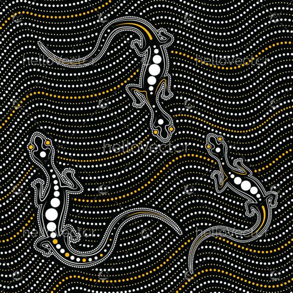 Aboriginal art background with lizard