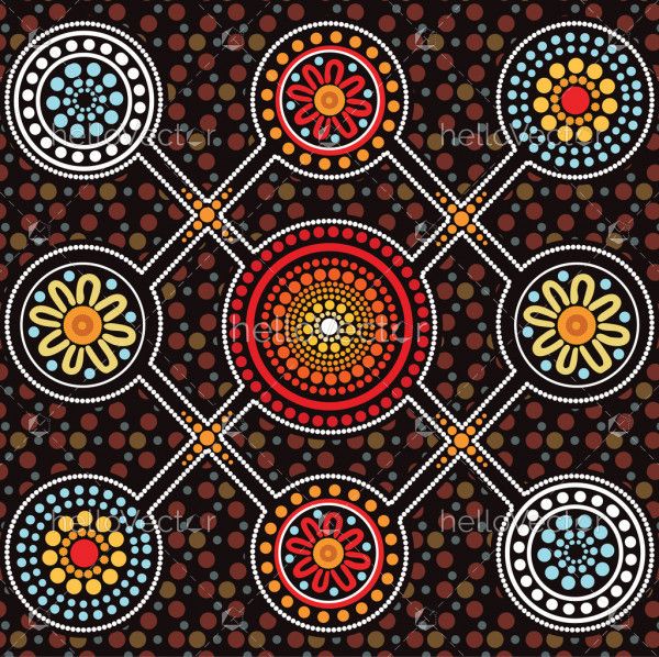 Aboriginal art vector background, Connection concept