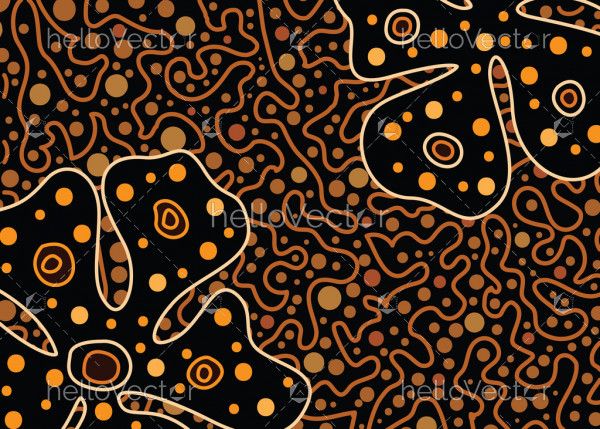 Aboriginal dot art vector background with poppy flowers.