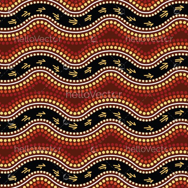 Aboriginal art vector background with kangaroo track