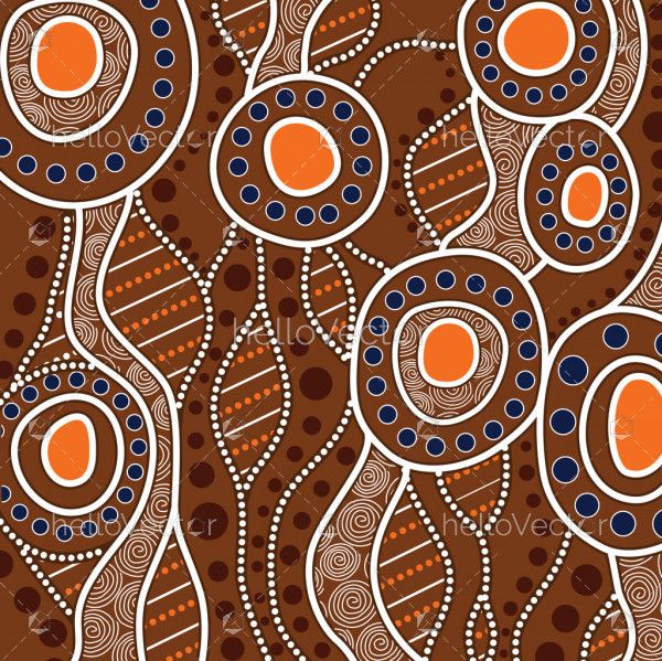 Aboriginal dot art painting vector.
