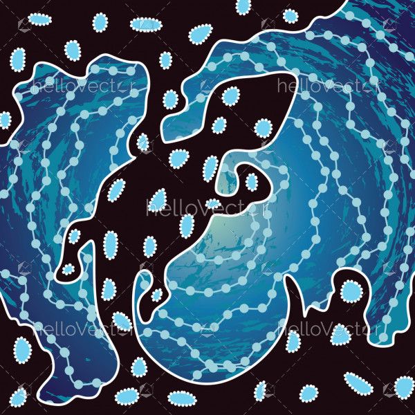 Aboriginal art vector background with lizard. 