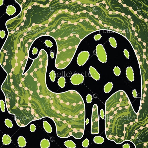 Aboriginal dot art painting with Emu - Vector Illustration