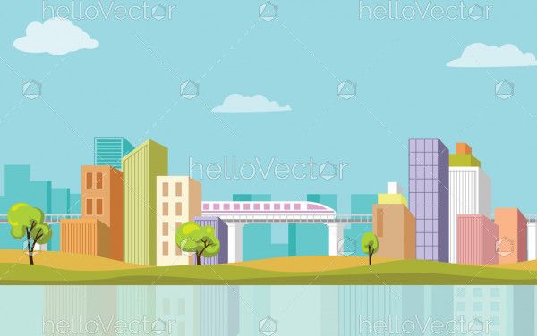 Urban landscape background with modern buildings