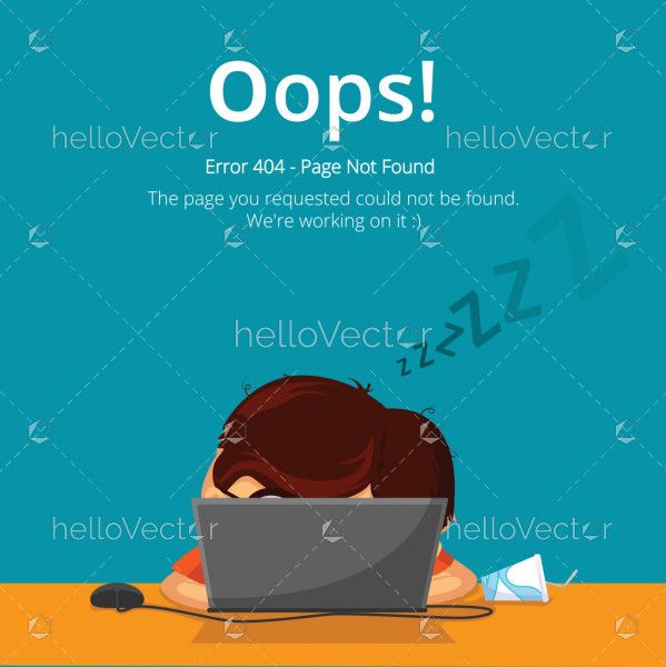 Error 404 page layout vector design