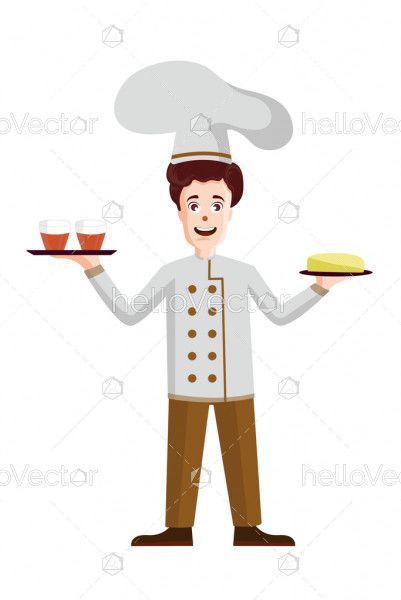Smiling chef cartoon character - Vector illustration