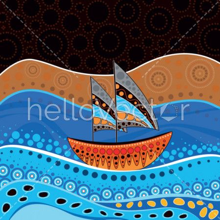 Water waves aboriginal dot art - Vector - Download Graphics & Vectors