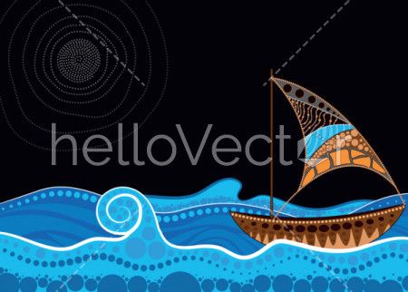 Water waves art in aboriginal dot style - Download Graphics & Vectors