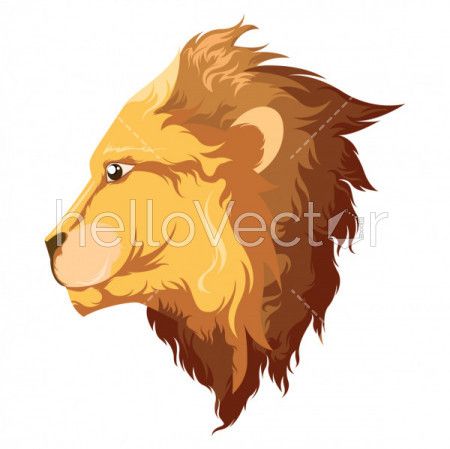Side view lion face - Vector Illustration