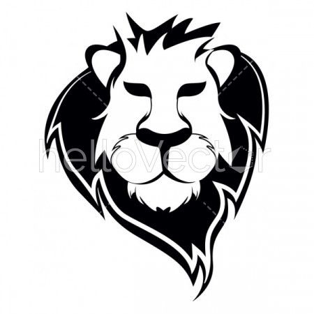 Lion face black and white - Vector Illustration