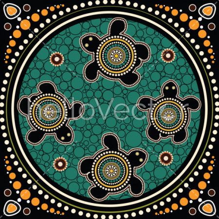 Aboriginal Australian Dot Turtle Artwork - Vector - Download Graphics ...