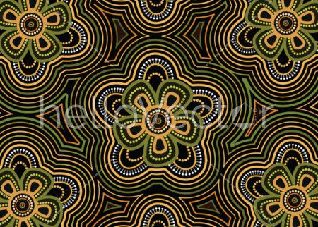 Aboriginal dot art vector seamless flower pattern background.