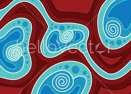 Red and blue dot art - aboriginal - Download Graphics & Vectors