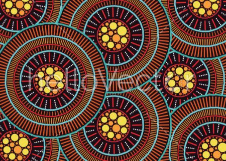 Aboriginal dot art vector seamless circle pattern background.