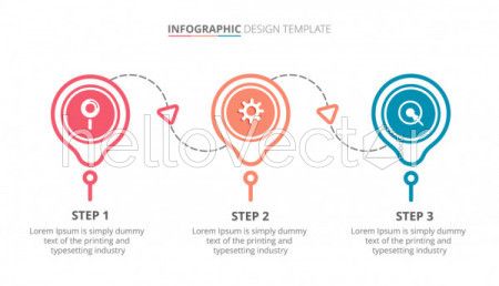 Process infographic template design with 3 steps - Vector Illustration