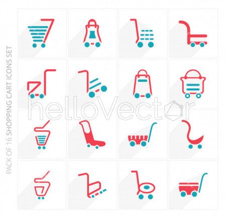 Shopping cart vector icons set