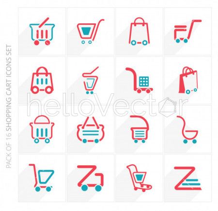 Shopping cart vector icons set