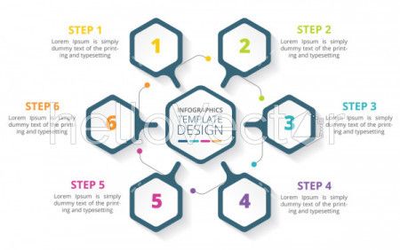 6 steps business process infographic template design - Vector Illustration