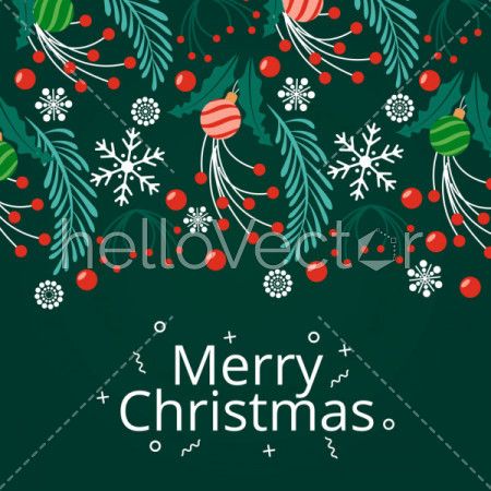 Flat Christmas background banner design with different decorations