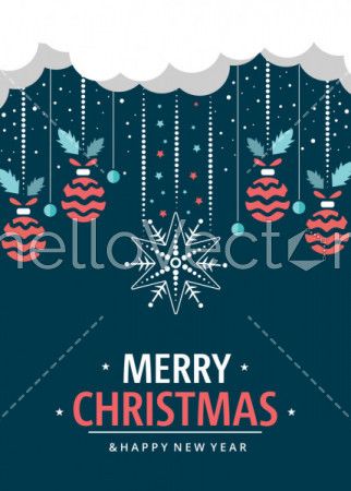 Christmas background with different hanging balls decorations
