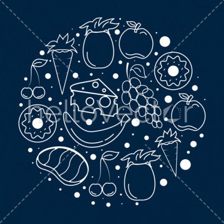 Fitness vector graphic design with healthy lifestyle line icons