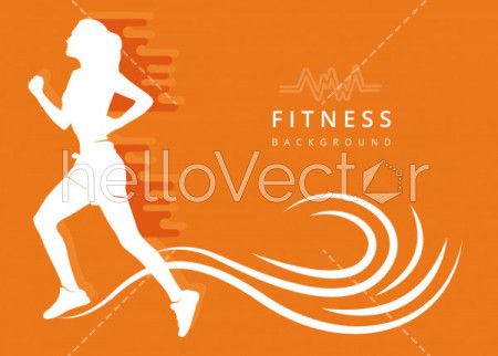 Abstract silhouette of girl runner - Vector illustration