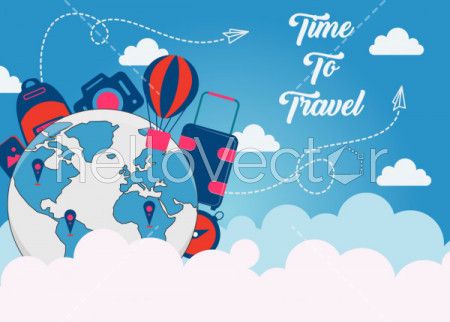 Flat design travel and tourism banner template - Download Graphics ...