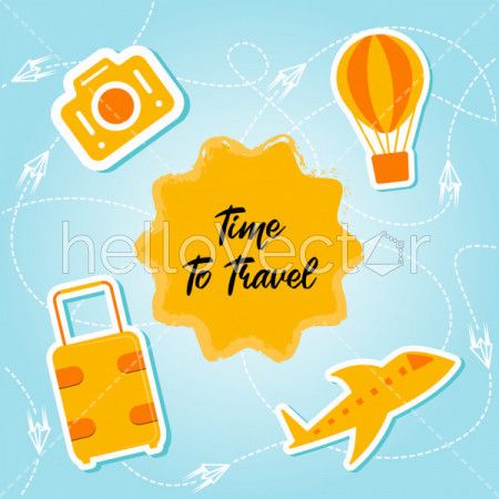 Travel and Tourism banner with icons - Vector Illustration
