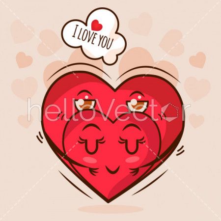 Valentine's day background with two love heart character - Vector illustration