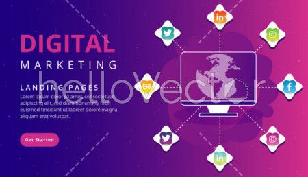 Digital marketing website landing page template - Vector illustration