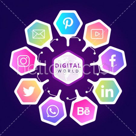 Digital world brochure - Vector illustration