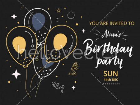 Beautiful illustration of a birthday invitation card in minimal style - Vector Illustration