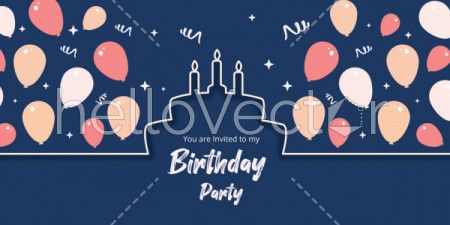 Beautiful illustration of a birthday invitation card in minimal style - Vector Illustration