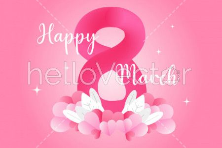 March 8, women's day poster background with flowers - Vector Illustration