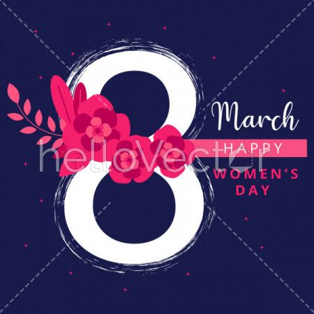 March 8, women's day poster background with flowers - Vector Illustration