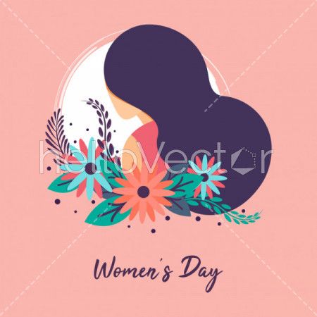 Happy women's day background with woman clipart - Vector Illustration