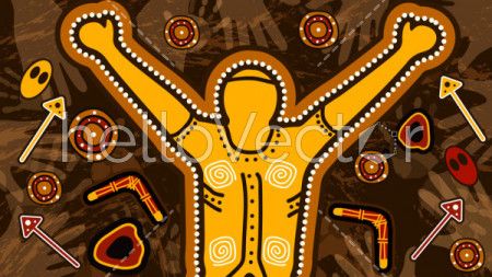 Aboriginal art vector painting depicting victory