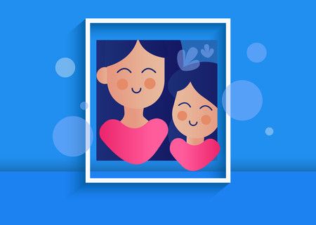 Mother And Daughter Cartoon, Happy Mother's Day - Vector Illustration