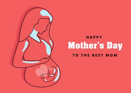 Beautiful pregnant woman graphic, happy mother's day - Vector Illustration