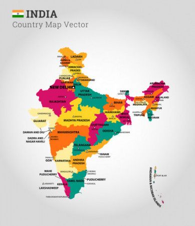 India Colorful Map - Vector Illustration - Download Graphics & Vectors