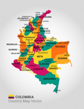 Colombia Map With Cities Colombia Map With Cities Vectors - Download 1 Royalty-Free Graphics - Hello  Vector